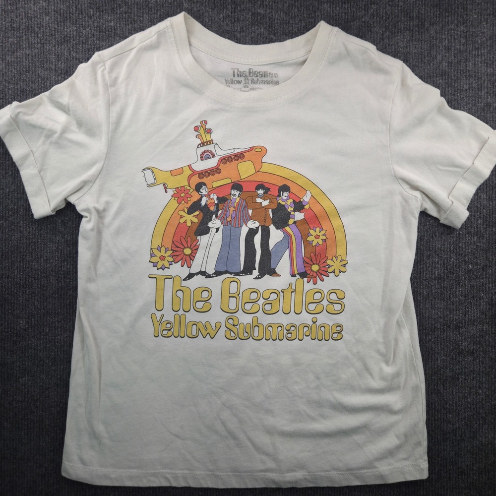 The Beatles Yellow Submarine Graphic T-Shirt Small Cream Vintage Indie Whimsical